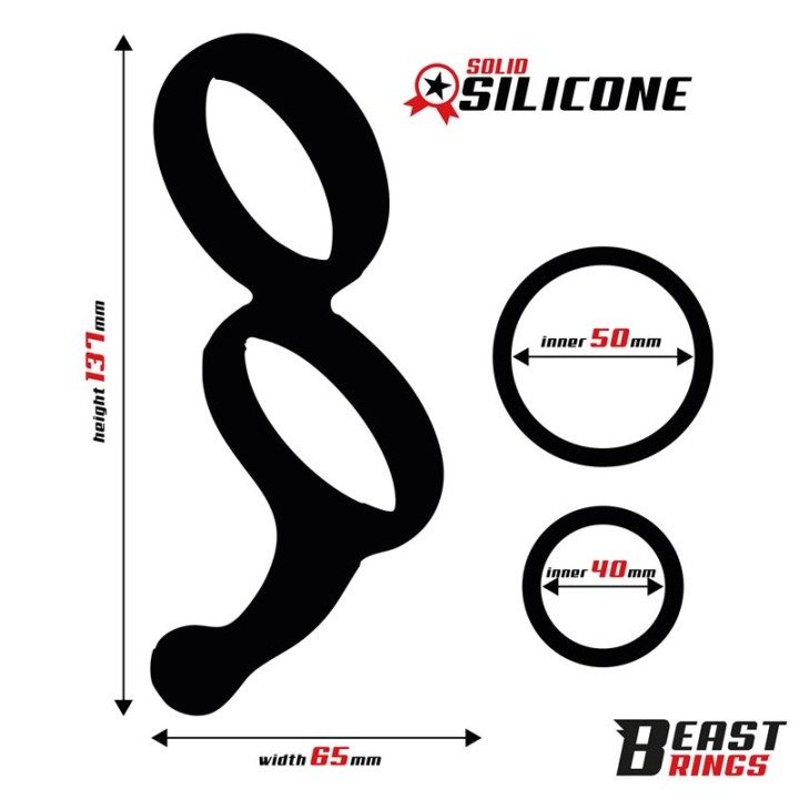 Double Penis Ring Solid Silicone 50/40 mm
