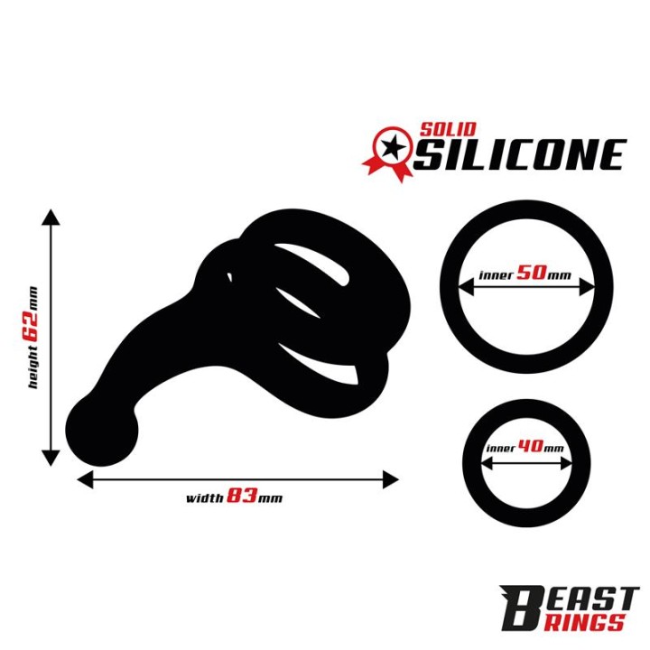 Double Penis Ring Solid Silicone 50/40 mm