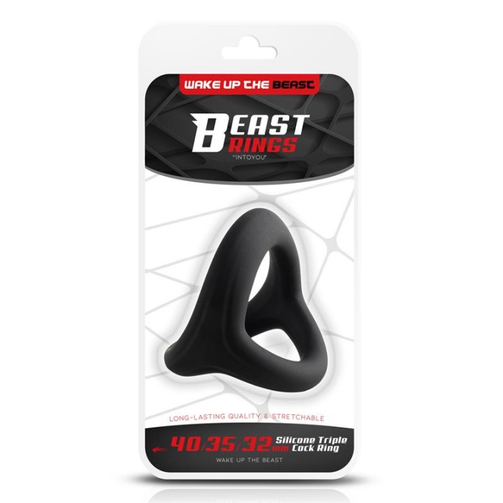 Triple Cock Ring Solid Silicone 40/35/32 mm Size S