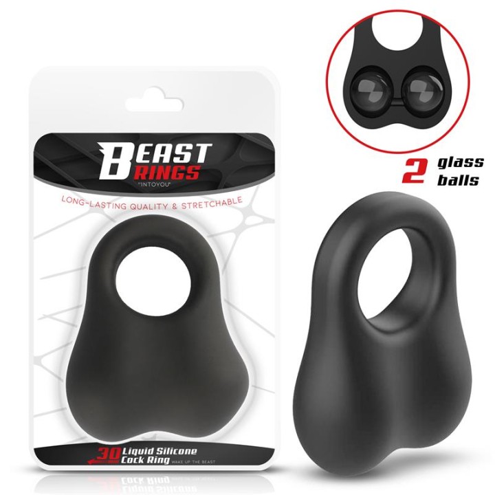 Penis Ring with Glass Balls Liquid Silicone 30 mm
