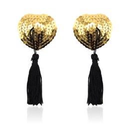 Heart Nipple Cover with Gold Sequins