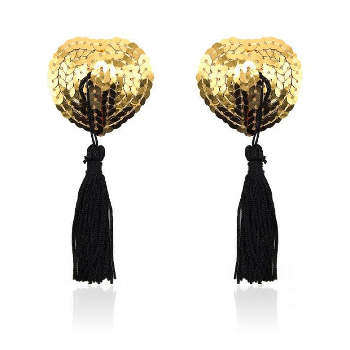 Heart Nipple Cover with Gold Sequins