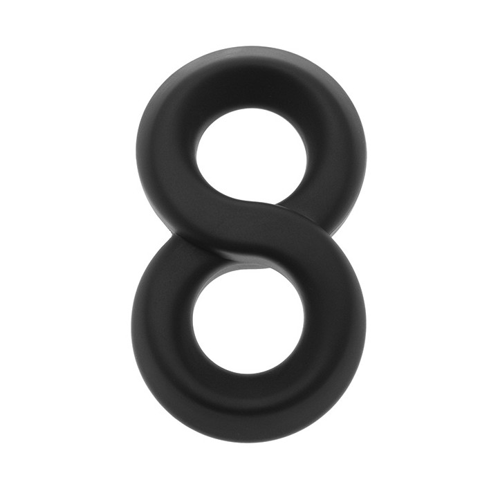 S Pleasures: 8-Ring Black — czarny, pierścień erekcyjny