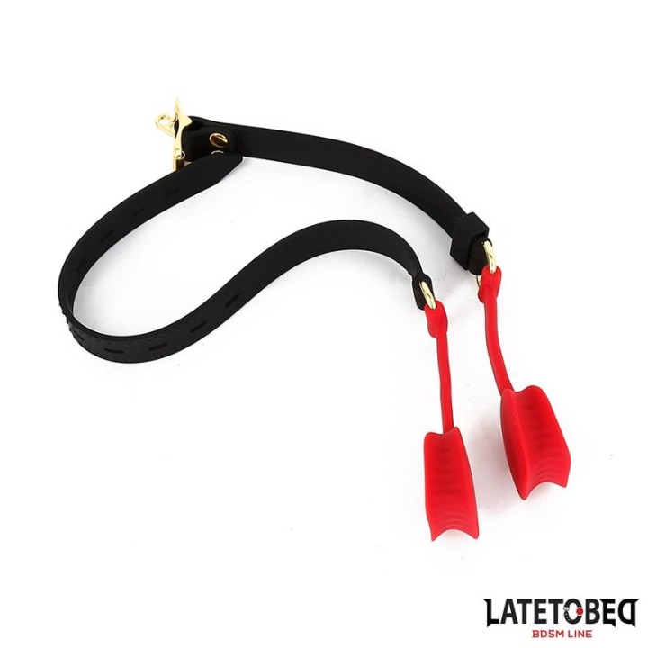 KNEBEL BDSM BENDABLE FORCE REGULOWANY CZARNO CZERWONY - LATETOBED