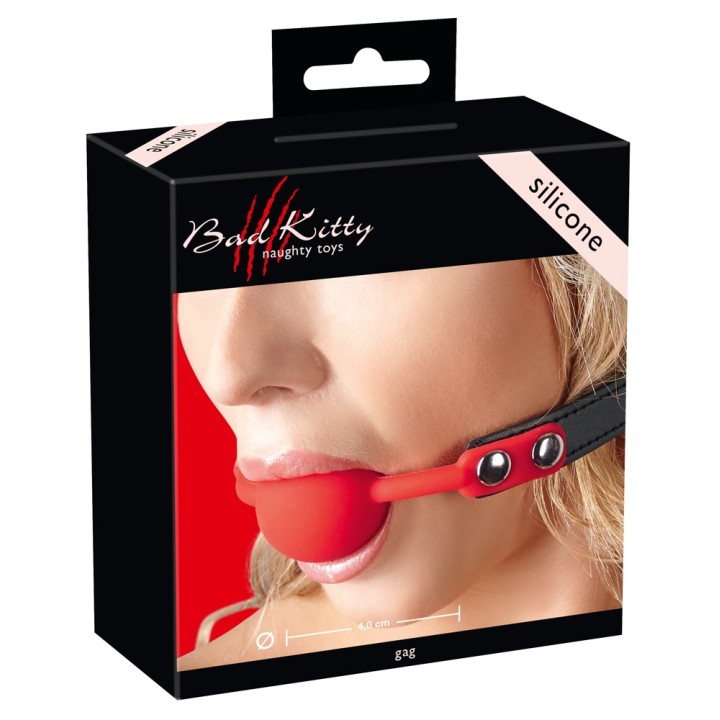 Red Gag silicone — knebel, powłoka poliuretanowa — Bad Kitty