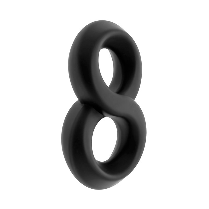 S Pleasures: 8-Ring Black — czarny, pierścień erekcyjny