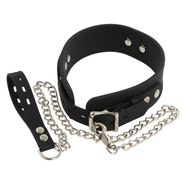Obroża bondage Collar Silicone, smycz w zestawie — Bad Kitty