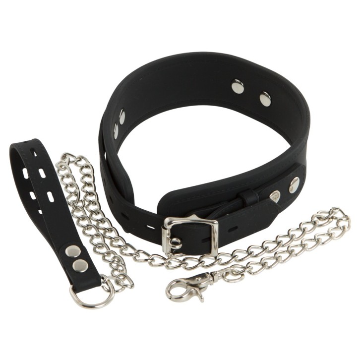 Obroża bondage Collar Silicone, smycz w zestawie — Bad Kitty