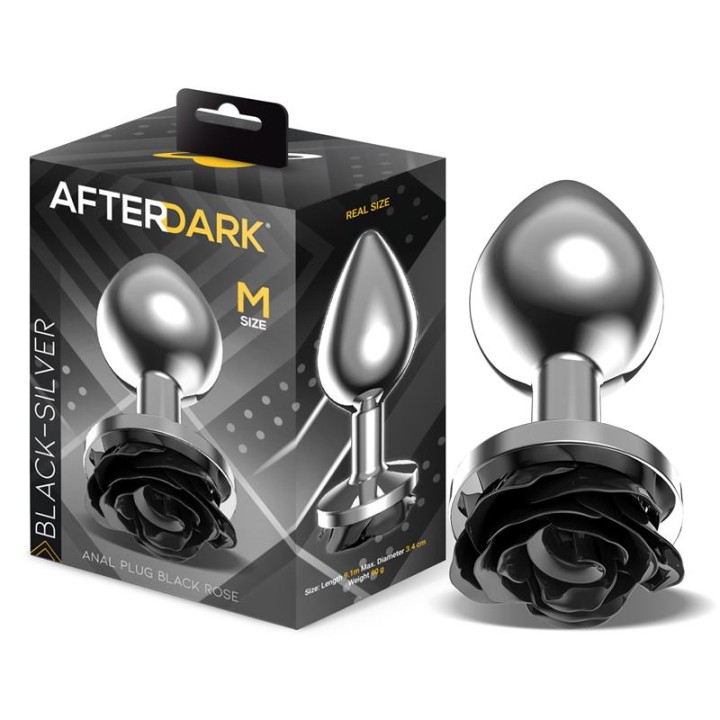 AFTERDARK: Black Rose Anal Plug M, korek analny, metal