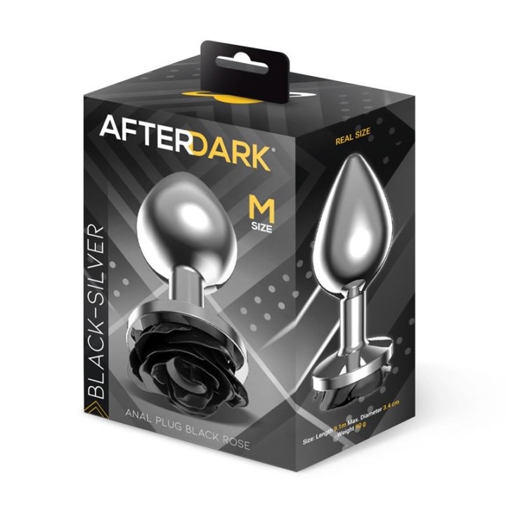 AFTERDARK: Black Rose Anal Plug M, korek analny, metal