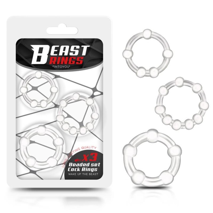 3 Beaded Penis Rings: pierścień na penisa, BEAST RINGS
