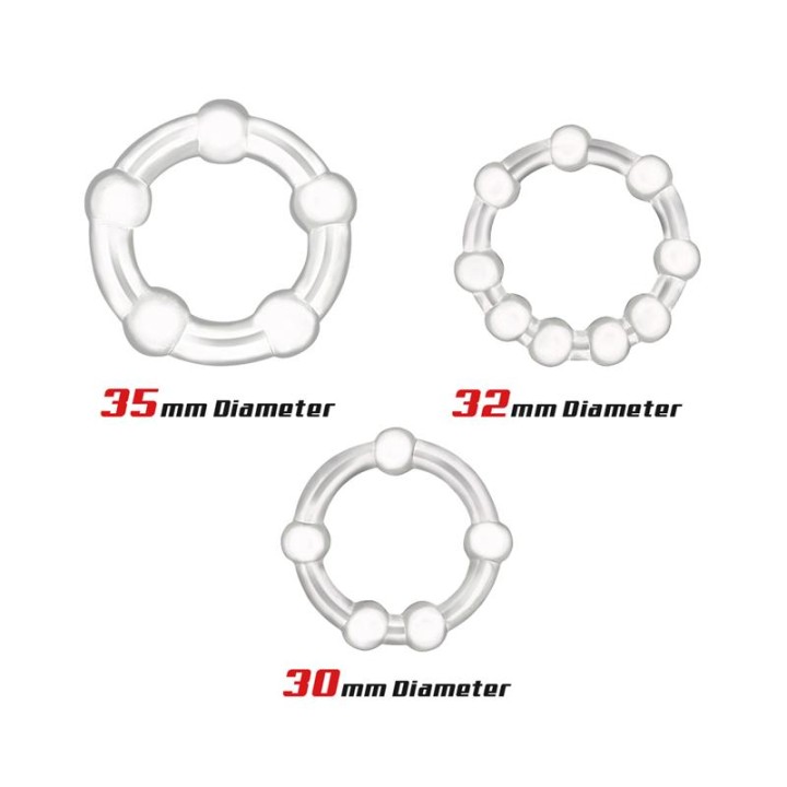 3 Beaded Penis Rings: pierścień na penisa, BEAST RINGS