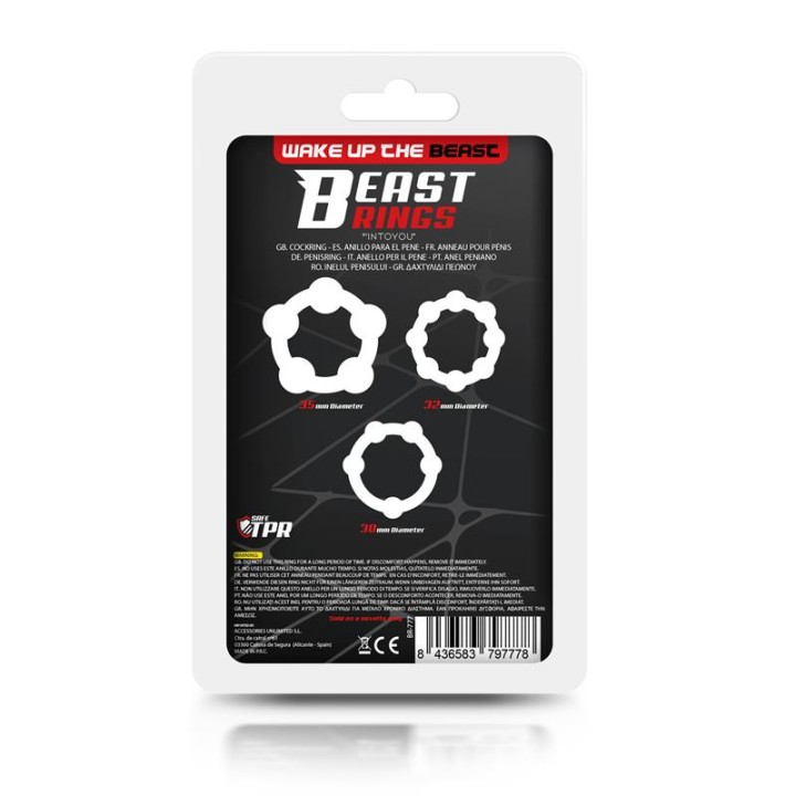 3 Beaded Penis Rings: pierścień na penisa, BEAST RINGS