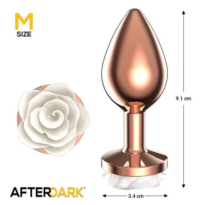AFTERDARK: White Rose Anal Plug M, korek analny, metal