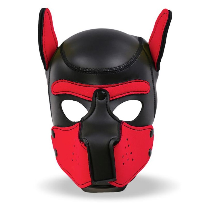 MASKA PSA BDSM HOUND CZARNO CZERWONA NEOPREN ZDEJMOWANY KAGANIEC - INTOYOU