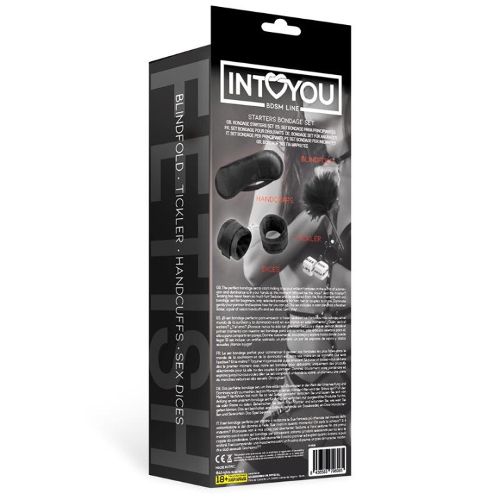 ZESTAW BDSM STARTER 4 ELEMENTY CZARNY DLA POCZĄTKUJĄCYCH - INTOYOU