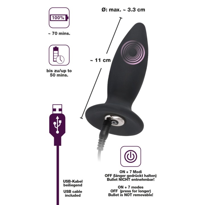 Recharge Plug S | korek analny | czarny kolor | Black Velvets