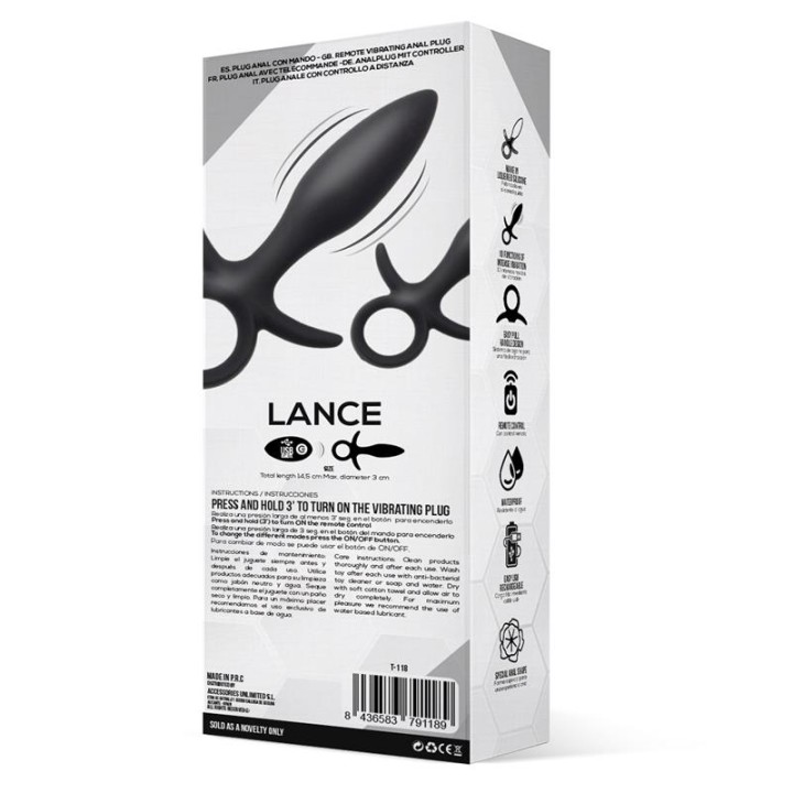 Korek analny Lance Anal Plug, ładowanie USB, TARDENOCHE