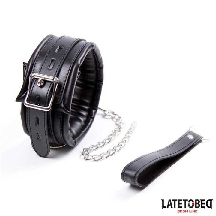 Padded Collar – obroża ze smyczą – LATETOBED BDSM LINE