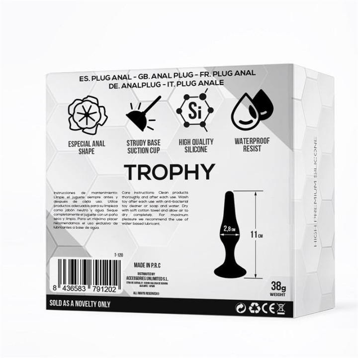 Trophy Anal Plug 11 cm. Silicone Black