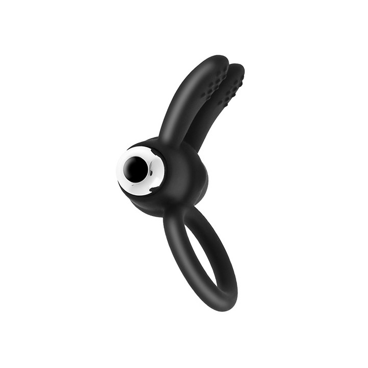 Duo Flap Ring Black — pierścień erekcyjny z wibracją, S Pleasures