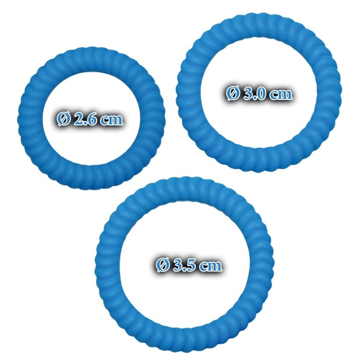 Zestaw pierścieni erekcyjnych — Lust 3 Cock Rings blue, You2Toys