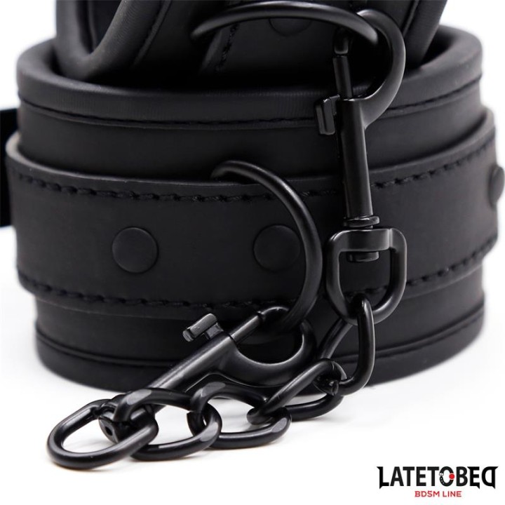 KAJDANKI NA KOSTKI BDSM NEOPRENOWE REGULOWANE 21 CM DO 31 CM - LATETOBED