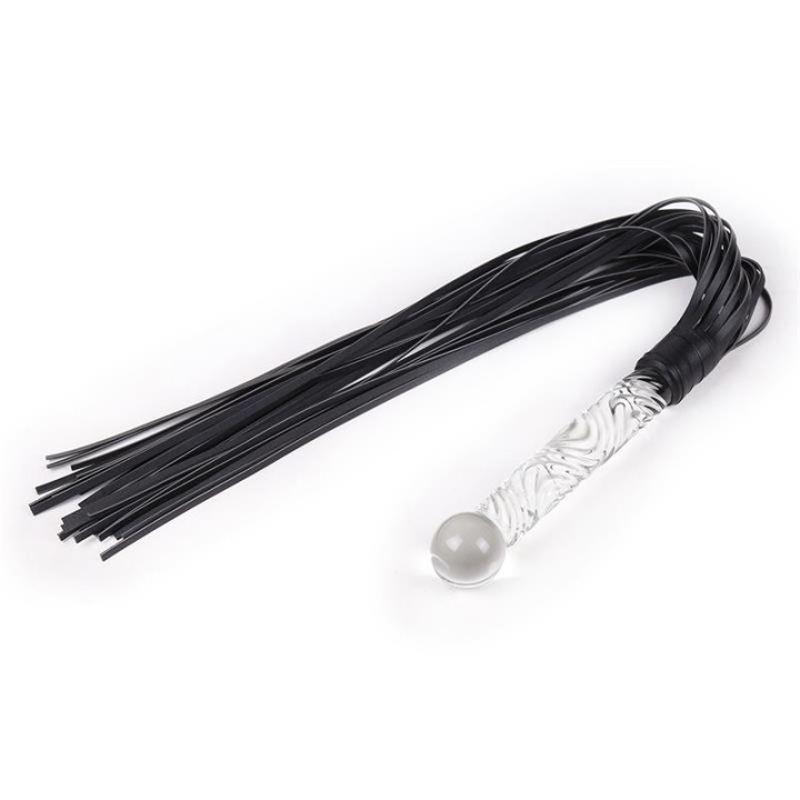 Glass Handle Flogger – flogger BDSM – LATETOBED BDSM LINE