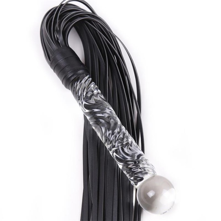 Glass Handle Flogger – flogger BDSM – LATETOBED BDSM LINE