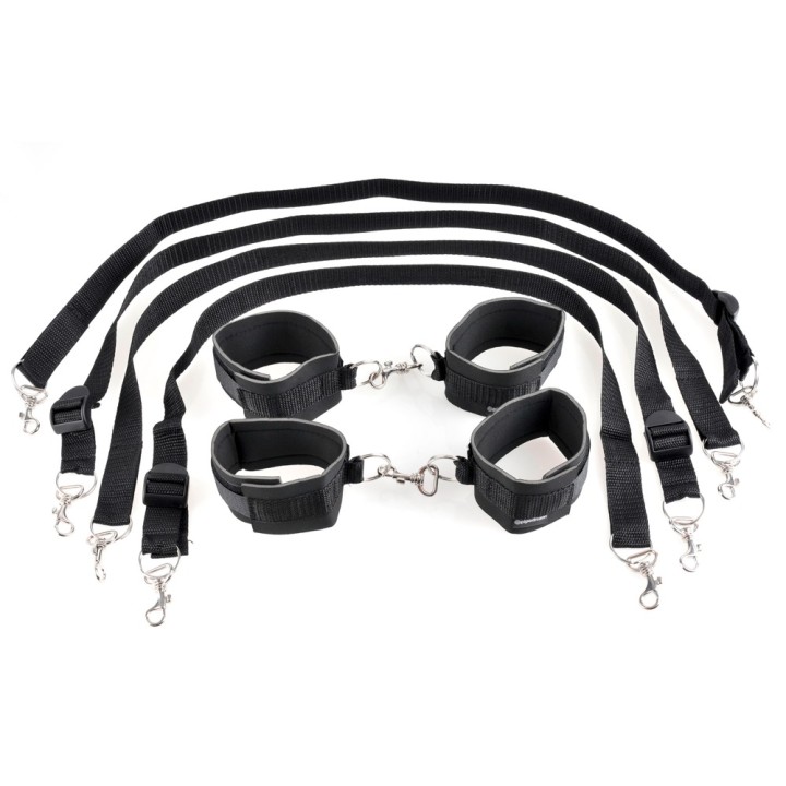 Cuff i Tether Set Black: zestaw bondage — Fetish Fantasy Series