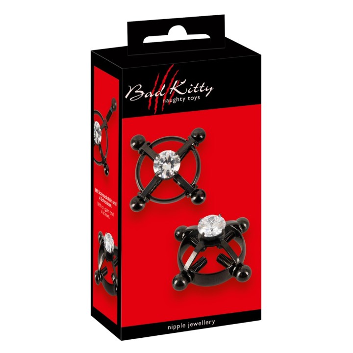 Bad Kitty: Nipple Jewellery bla — czarny, zaciski na sutki