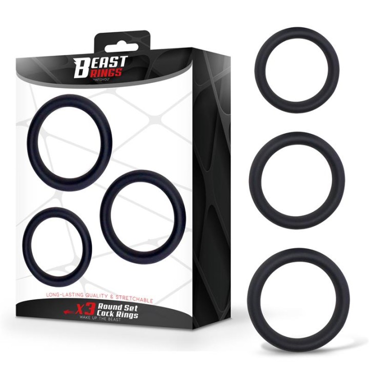 Zestaw 3 silikonowych pierścieni S M L – BEAST RINGS