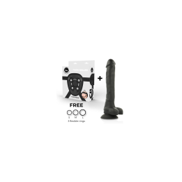 COCK MILLER - HARNESS + SILICONE DENSITY ARTICULABLE COCKSIL BLACK 24 CM