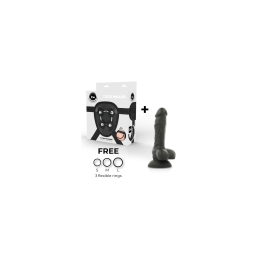 COCK MILLER - HARNESS + SILICONE DENSITY COCKSIL ARTICULABLE BLACK 13 CM