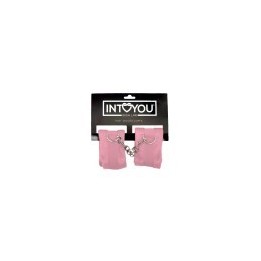 Handcuffs with Velcro with Long Fur Pink