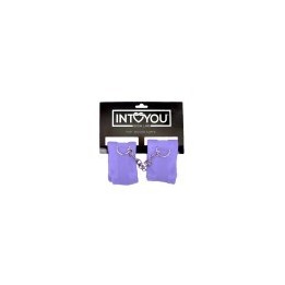 Handcuffs with Velcro with Long Fur Purple