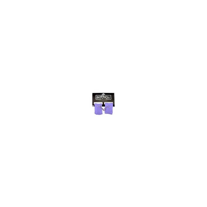 Handcuffs with Velcro with Long Fur Purple