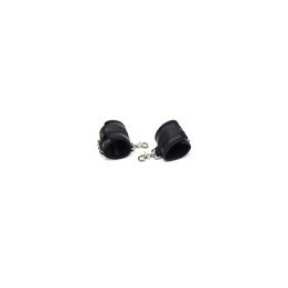 Leather Handcuffs with Big Hoops Black