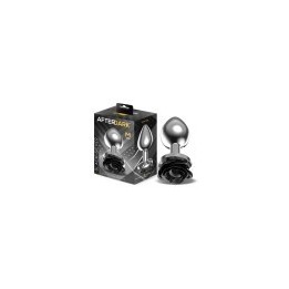 Metal Anal Plug with Black Rose Base Size M