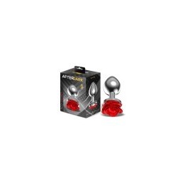 Metal Anal Plug with Red Rose Base - Size S