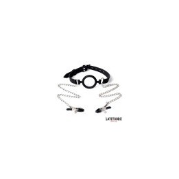 Open Mouth Gag with Nipple Clamps
