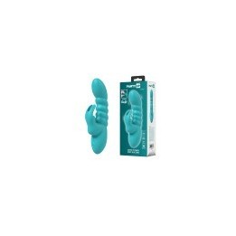 Party Up wibrator silikonowy typ króliczek ładowany usb kolor turkusowy Bryunlun