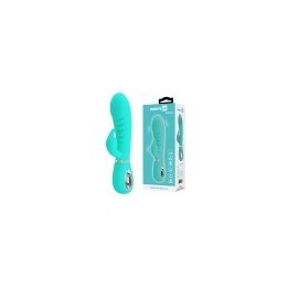 Party Up wibrator silikonowy typ króliczek ładowany usb kolor turkusowy Edward