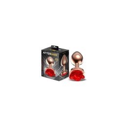 Rose Gold Anal Plug with Red Rose Base Size M