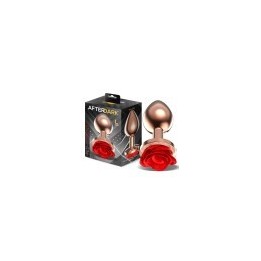Rose Gold Anal Plugh with Red Rose Base size L