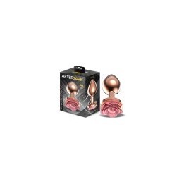Rosegold Metal Anal Plug with Pink Rose Base - Size M