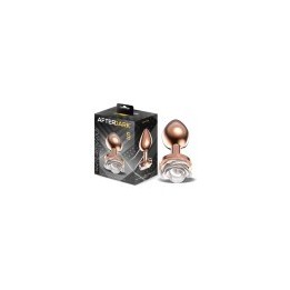 Rosegold Metal Anal Plug with White Rose Base - Size S