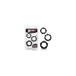 Set of 3 Cock Ring Beaded Flexible Black