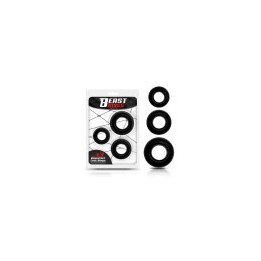 Set of 3 Cock Rings Flexible Black