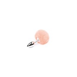 Soft Pink Faux fur Rabbit Tail Stainless Plug Size S